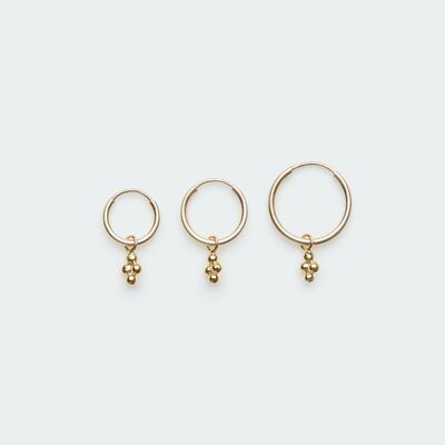 Diamond Dots pendant hoop earring gold