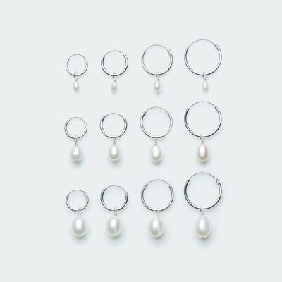 Freshwater pearl hoop earring silver 2