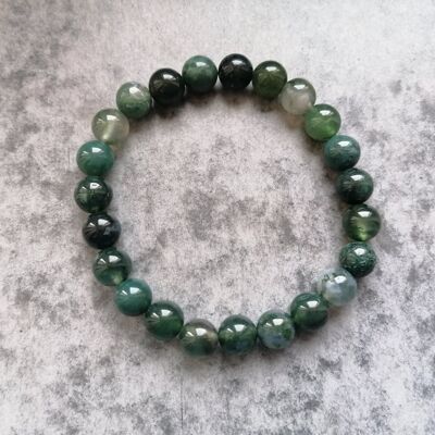 Bracelet agate mousse (perles 8mm)