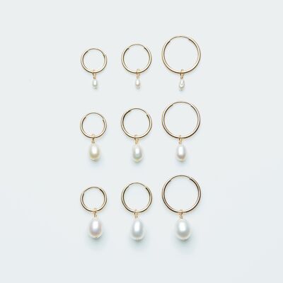 Freshwater pearl hoop earring gold 2