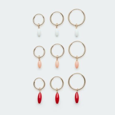 Oval Coral hoop earring gold