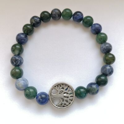 Bracelet sodalite et agate mousse Arbre de vie