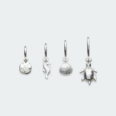 Deap Sea charm hoop earring silver