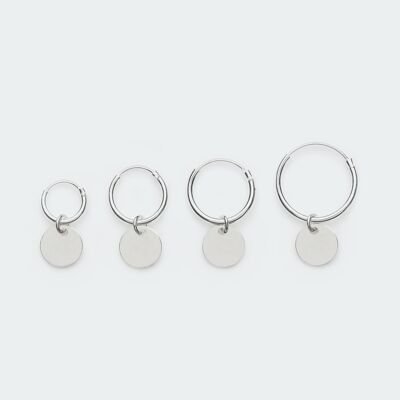 Oval pendant hoop earring silver