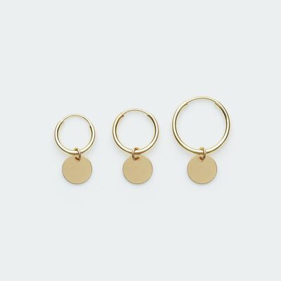 Oval pendant hoop earring gold