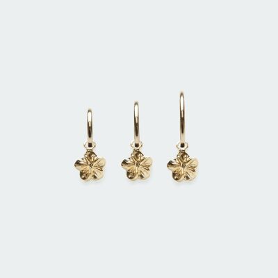 Plumeria pendant hoop earring gold