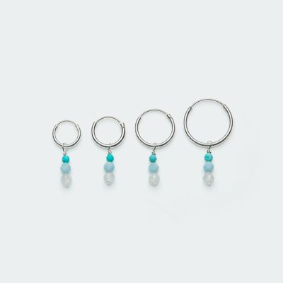 Beach palette charm hoop earring silver