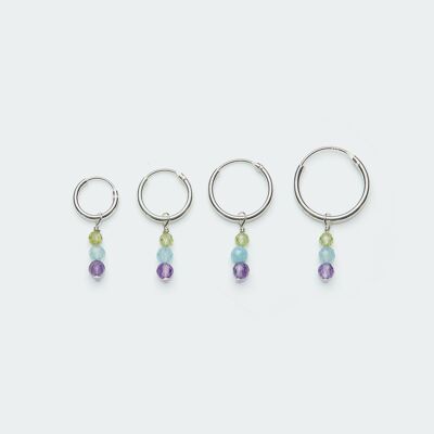 Bloom palette charm hoop earring silver