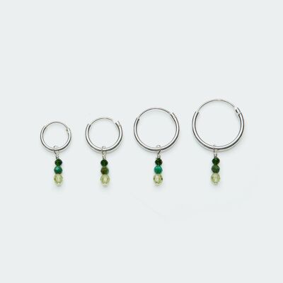 Forest palette charm hoop earring silver