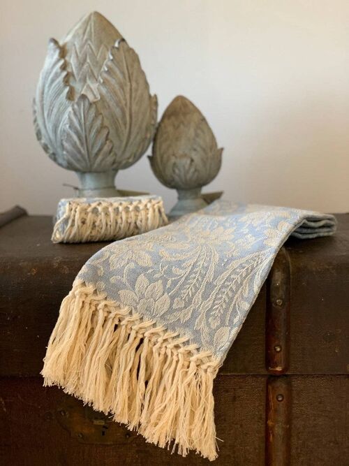 Asciugamano da bagno donna di coppe Busatti in lino-cotone con frangia