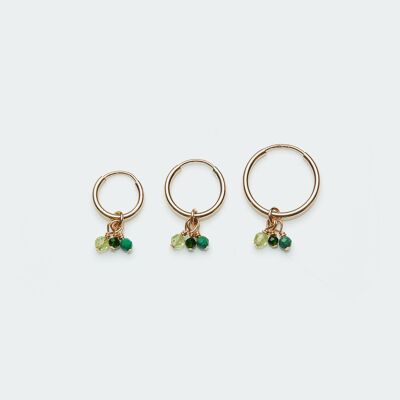 Forest palette bunch charm hoop earring gold