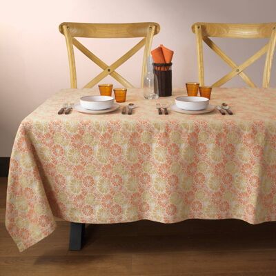 100% cotton jacquard tablecloth with colored oranges pattern