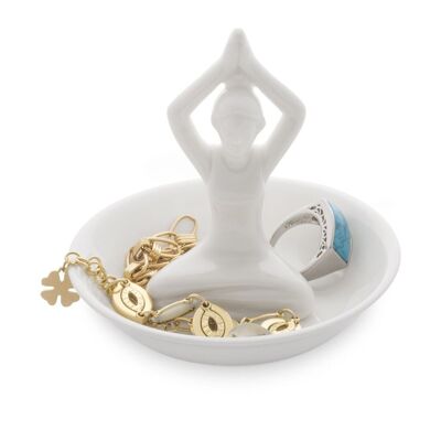 Ring holder, Yoga, white, ceramic
