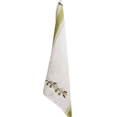 Olive tree embroidered kitchen towel