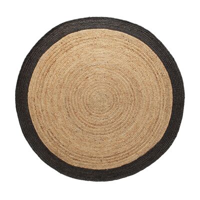 Rond jute vloerkleed Naturel/Antraciet met rand 200cm