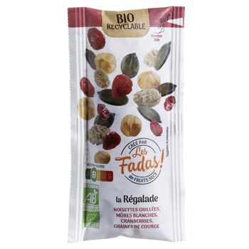 FRUITS SECS / MIX REGALADE POCKET 48x30G BIO (Noisettes grillées, Cranberries, Graines de courge, Mûres blanches) 1