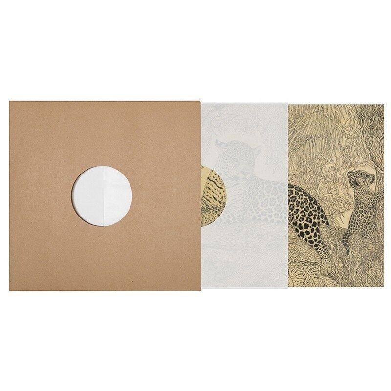 Manifesto in legno 33T - leopardo nero e colorato