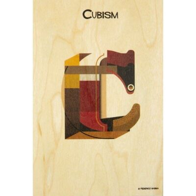 Wooden postcard- art bc cubism