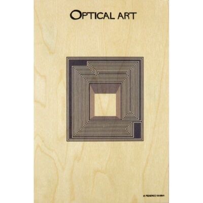 Postal de madera- arte bc arte óptico