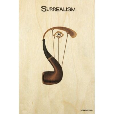 Postal de madera- arte bc surrealismo