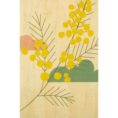 Carte postale en bois- tea time mimosa