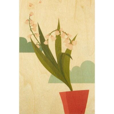 Wooden postcard- tea time lily of the valley