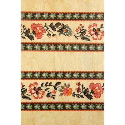 Cartolina in legno - striscia floreale toile de jouy
