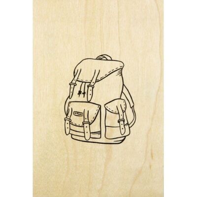 Wooden postcard- wood + backpack
