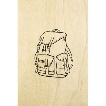 Carte postale en bois- wood + backpack