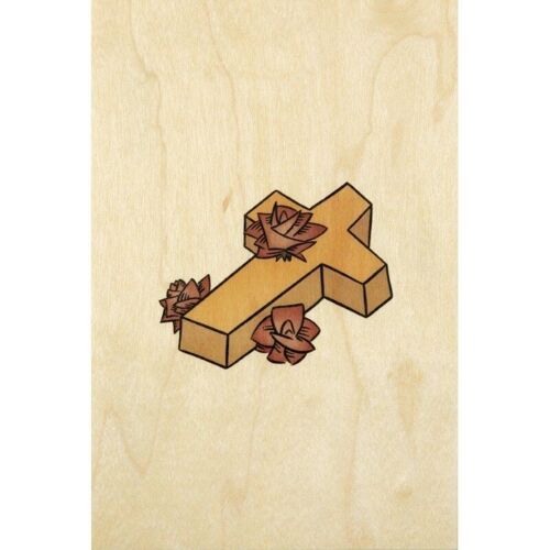 Carte postale en bois- wood + cercueil