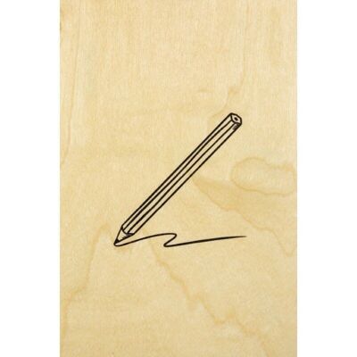 Postal de madera- madera + lápiz