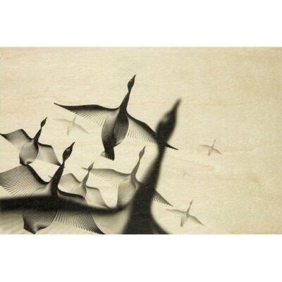 Wooden postcard - animals geese