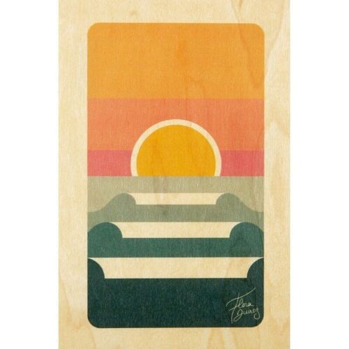 Carte postale en bois- landes sunset