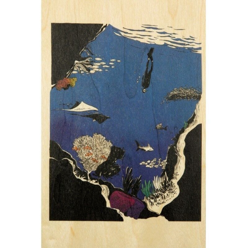 Wooden postcard- ride snorkeling