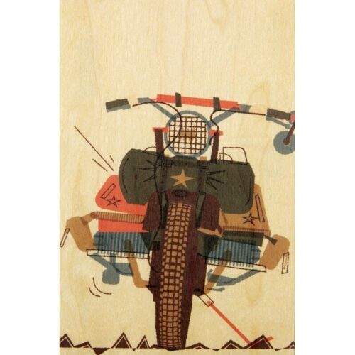 Carte postale en bois- voyage easy rider