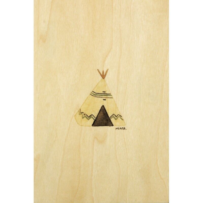 Cartolina in legno - teepee invernale 15cmX10cm