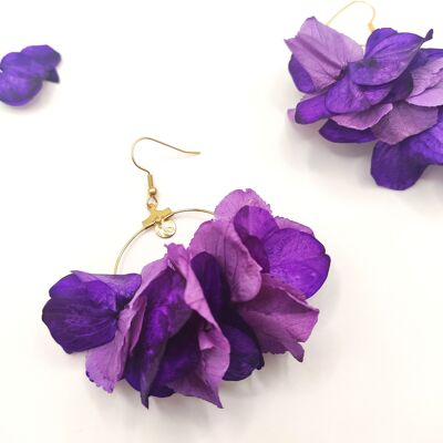 Boucles d'oreilles fleuries Violette