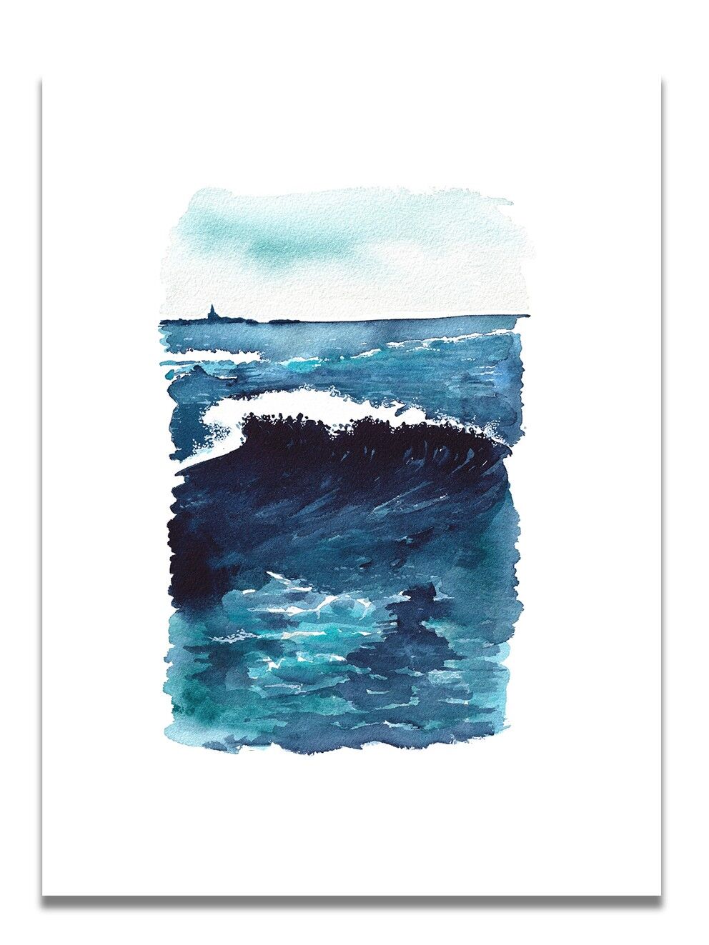 Das blaue Wellen-Aquarell-Plakat