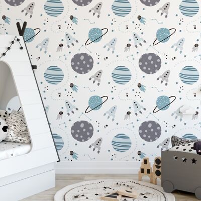 Adhesive vinyl wallpaper blue and gray space 50x300 cm