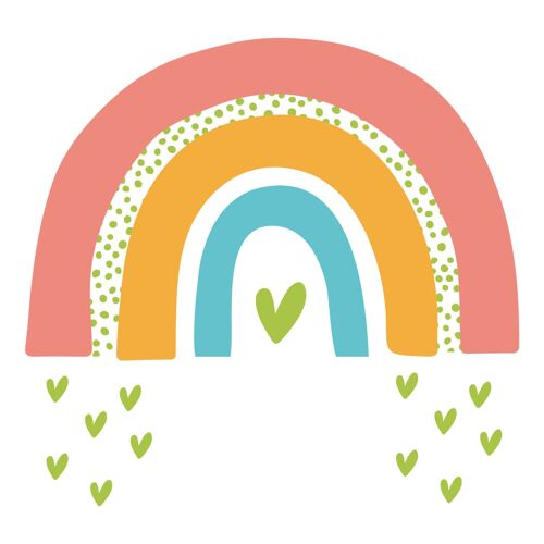 Sticker adesivo in vinile arcobaleno grande con cuoricini Multicolor
