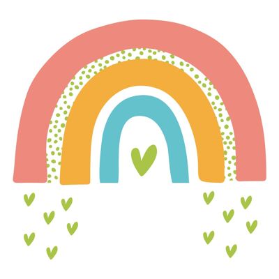 Sticker adesivo in vinile arcobaleno grande con cuoricini Multicolor