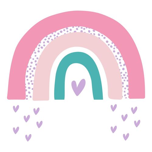 Sticker adesivo in vinile arcobaleno grande con cuoricini Rosa e Lilla