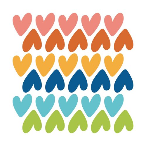 Stickers adesivi in vinile cuoricini Multicolor