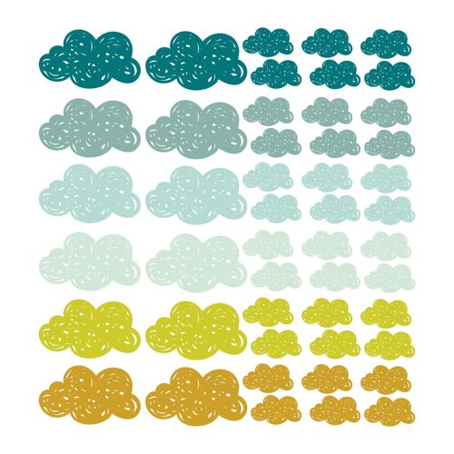 Stickers adesivi in vinile nuvolette menta e senape