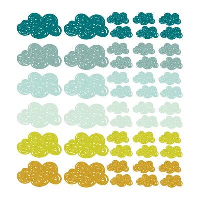 Mint and mustard cloud vinyl stickers