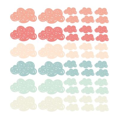 Vinyl stickers with peach and mint clouds
