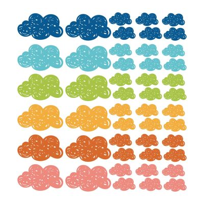 Multicolor clouds vinyl stickers