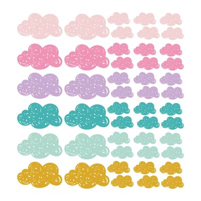 Stickers vinyle nuages roses et lilas