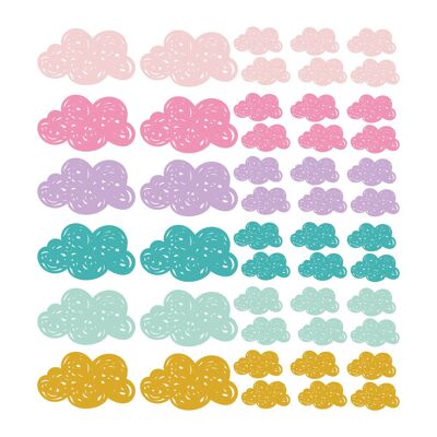 Stickers adesivi in vinile nuvolette rosa e lilla