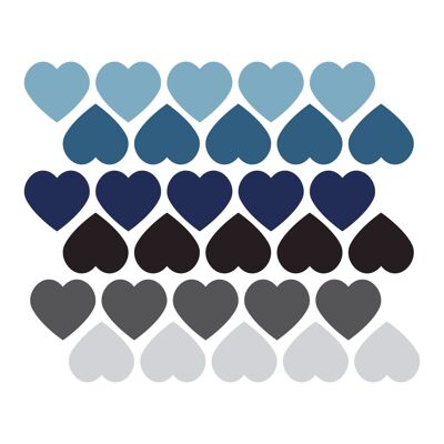 Stickers adesivi in vinile cuori blu e grigio